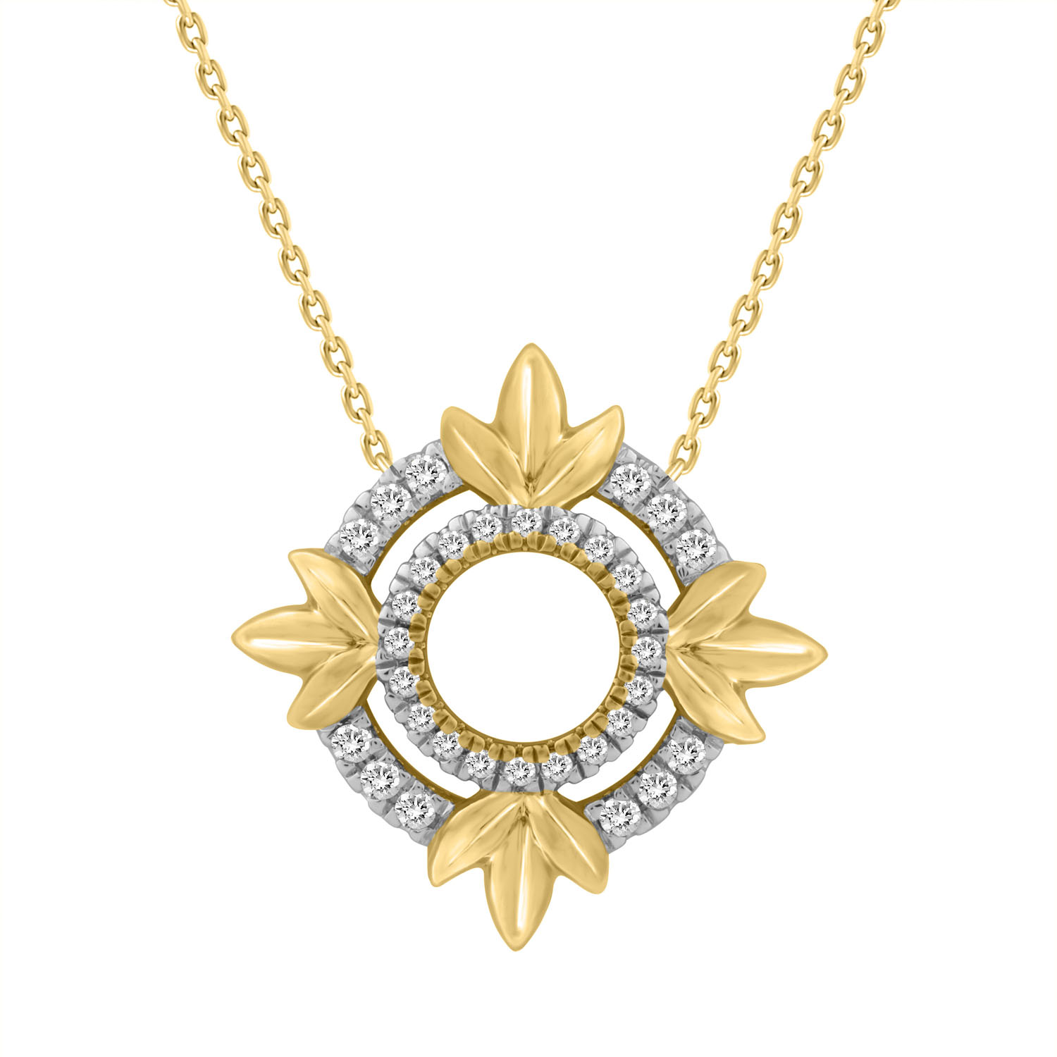 LADIES NECKLACE 0.16CT ROUND DIAMOND 10K YELLOW GOLD - Image 1