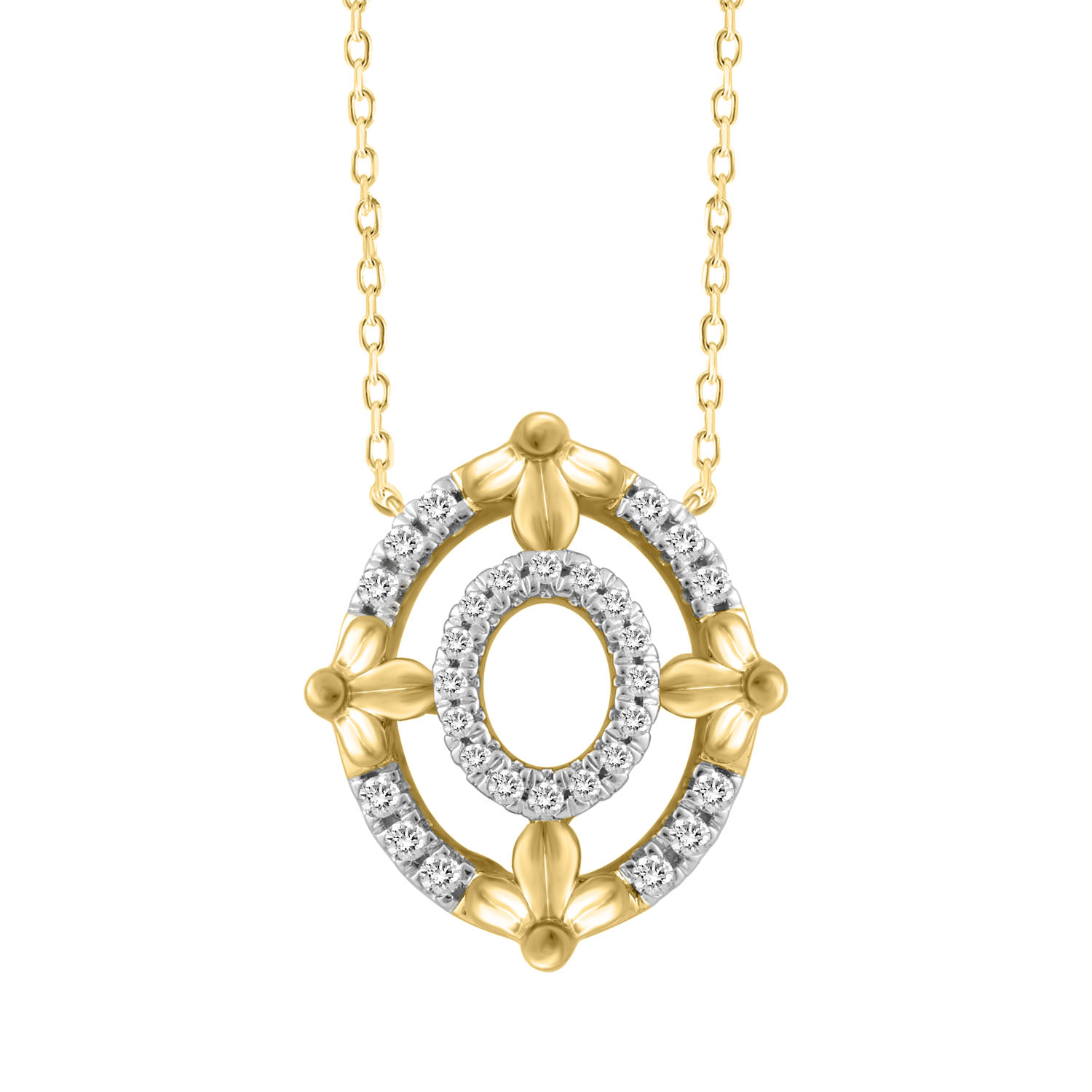 LADIES NECKLACE 0.16CT ROUND DIAMOND 10K YELLOW GOLD - Image 1