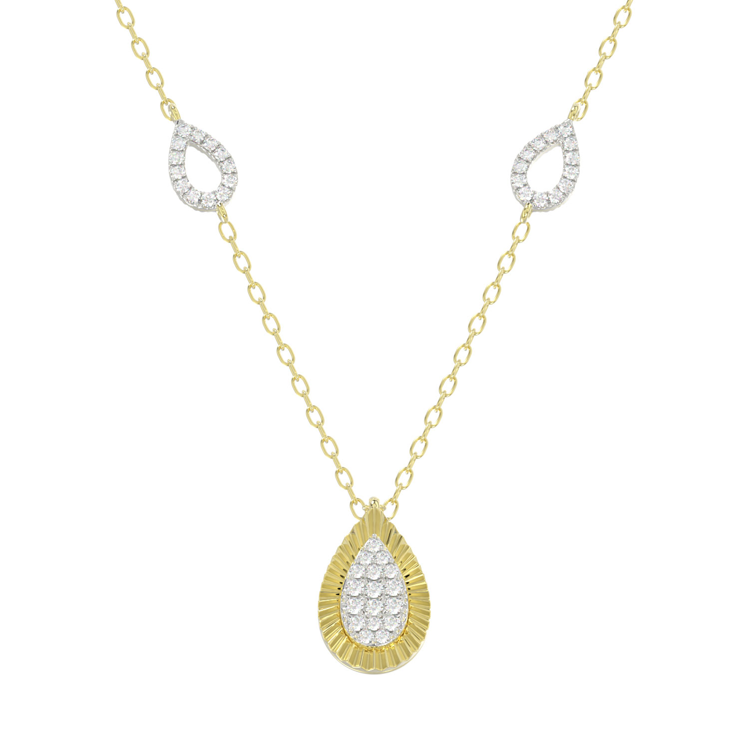LADIES NECKLACE 0.25CT ROUND DIAMOND 10K YELLOW GOLD - Image 1