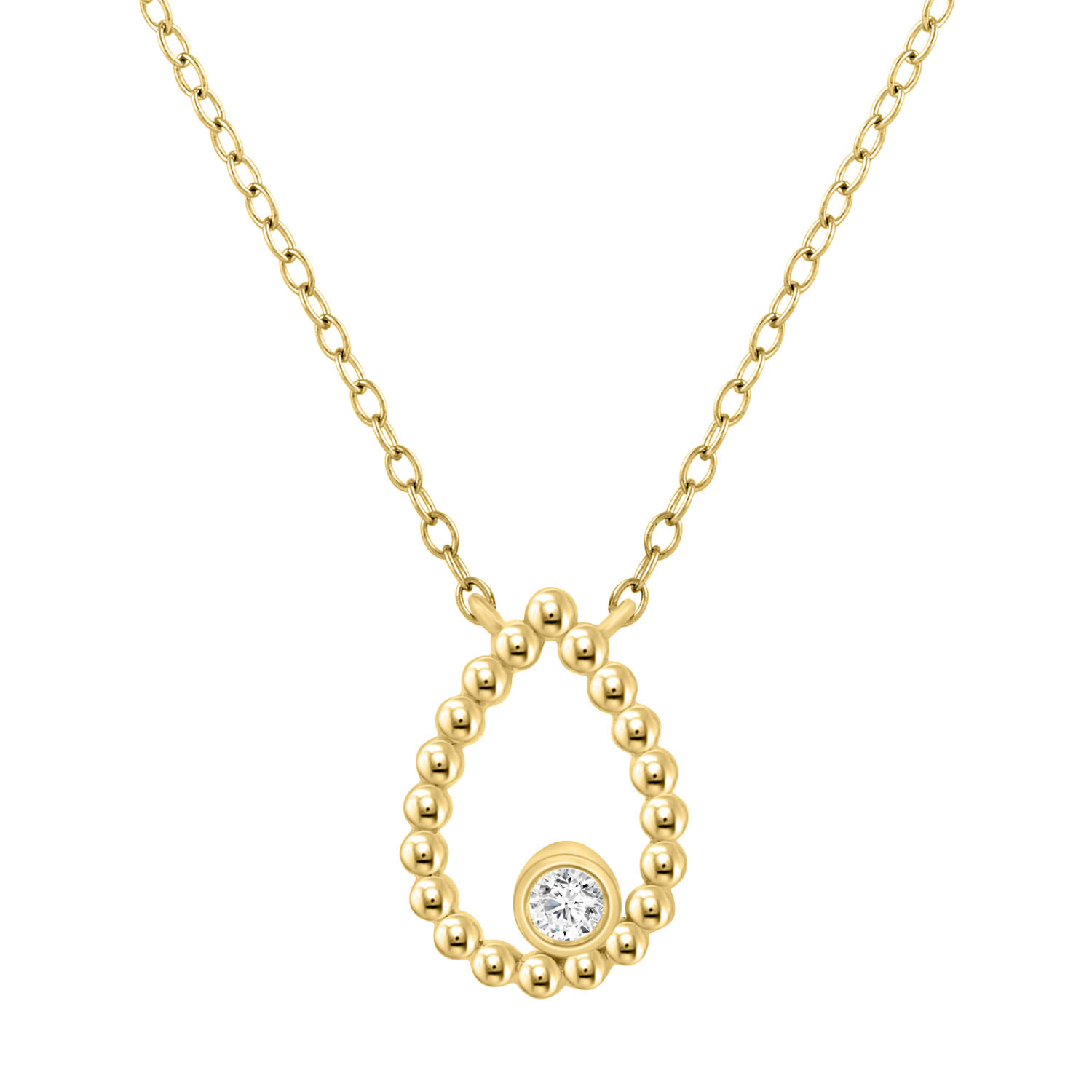 LADIES PENDANT WITH CHAIN 0.10CT ROUND DIAMOND 10K YELLOW GOLD - Image 1