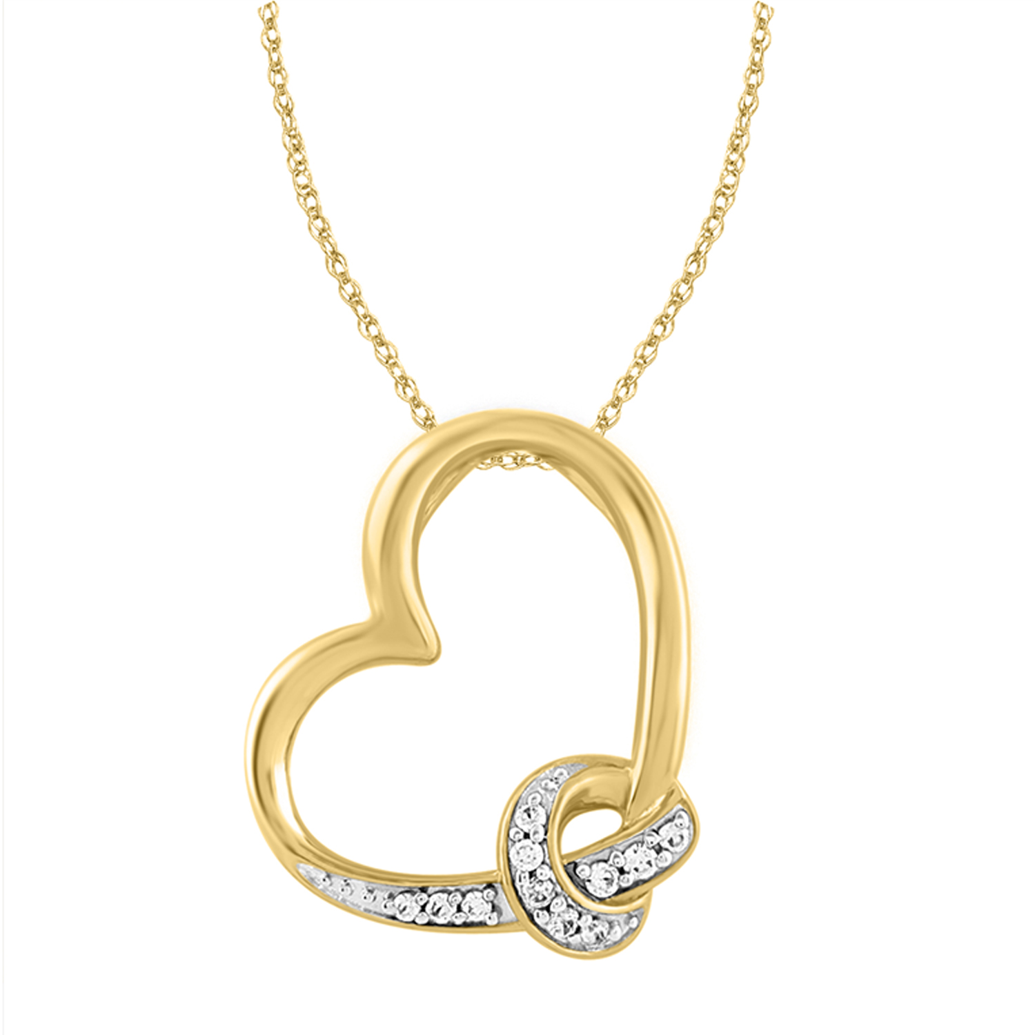 LADIES PENDANT 0.10CT ROUND DIAMOND 10K YELLOW GOLD - Image 1