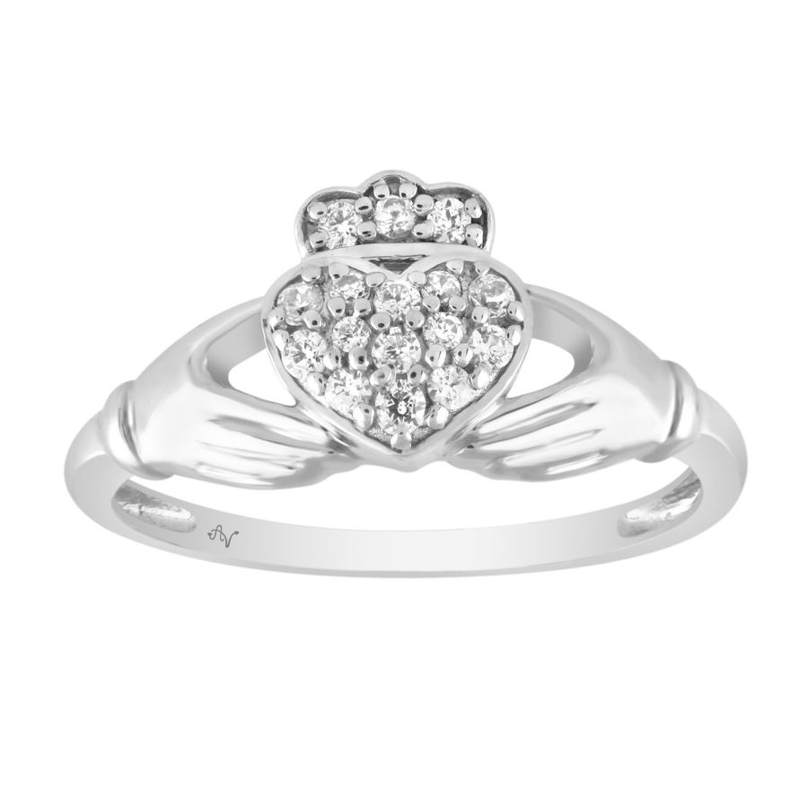 LADIES RING 0.15CT ROUND DIAMOND 10K WHITE GOLD - Image 1