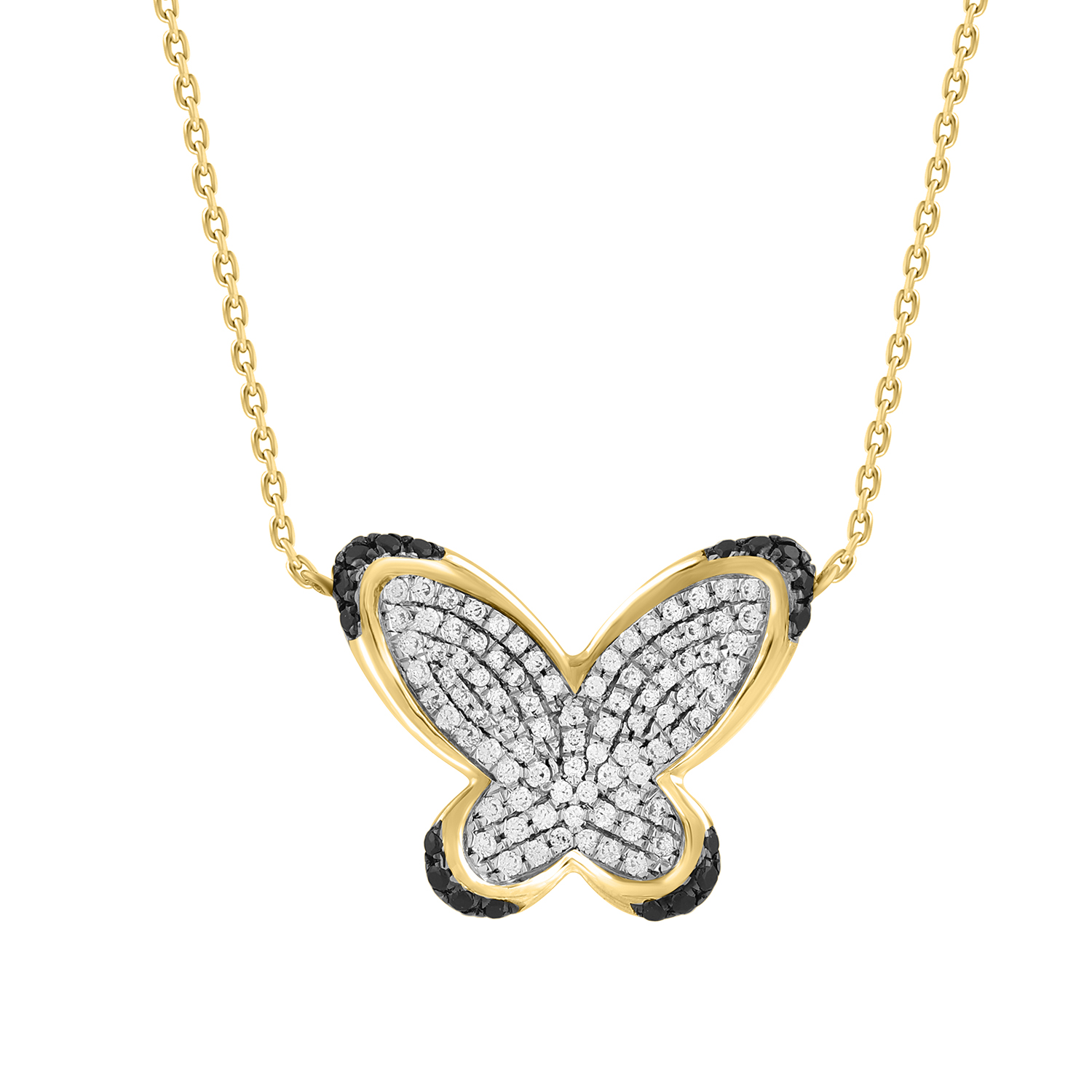 LADIES NECKLACE 0.33CT ROUND/BLACK DIAMOND 14K YELLOW GOLD - Image 1