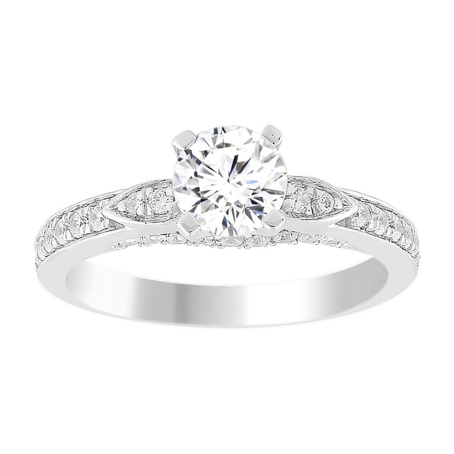 LADIES SEMI MOUNT BRIDAL SET 0.33CT ROUND DIAMOND 14K WHITE GOLD (CENTER STONE 1.00CT ROUND DIAMOND) - Image 1