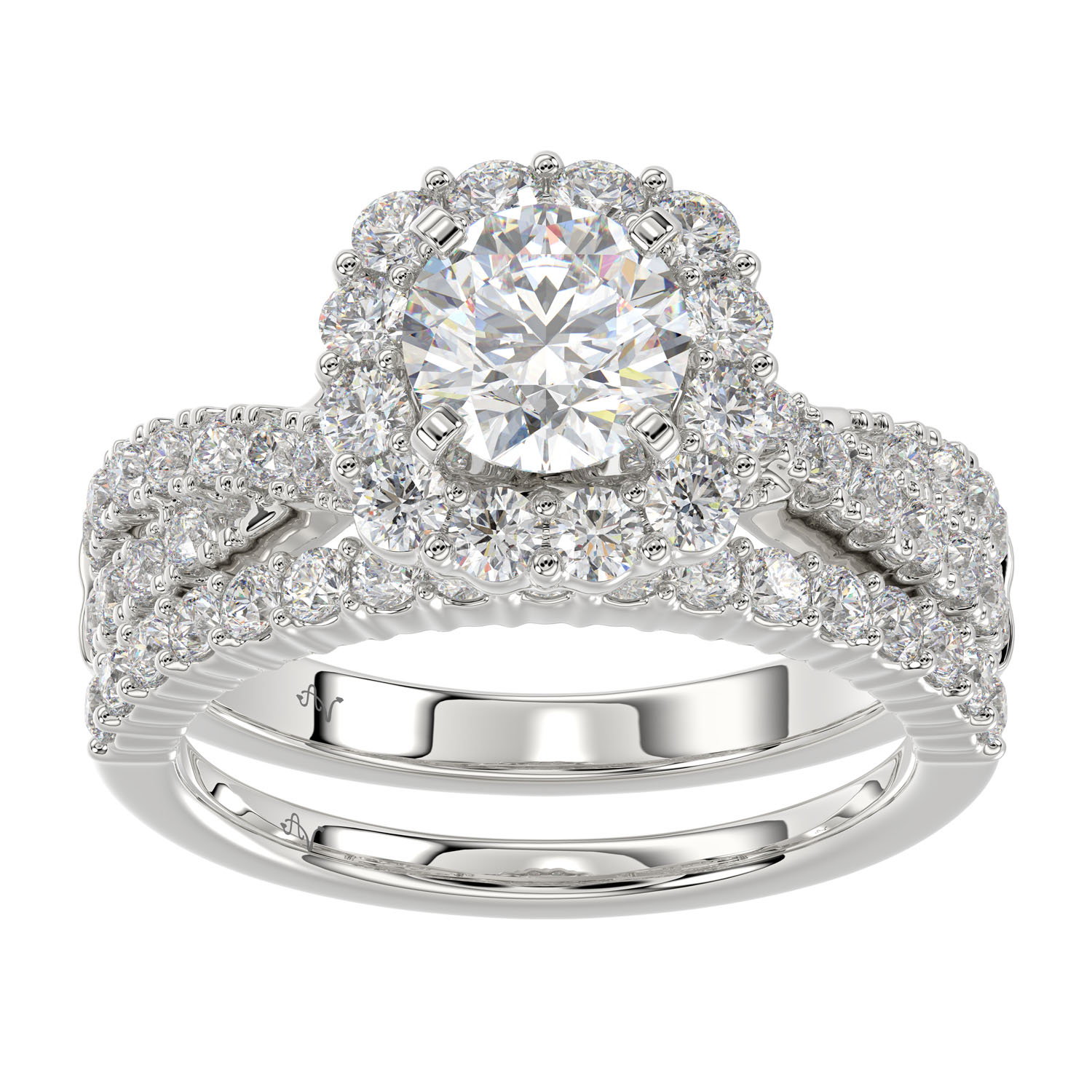 LADIES SEMI MOUNT BRIDAL SET 1.00CT ROUND DIAMOND 14K WHITE GOLD (SI QUALITY) - Image 1