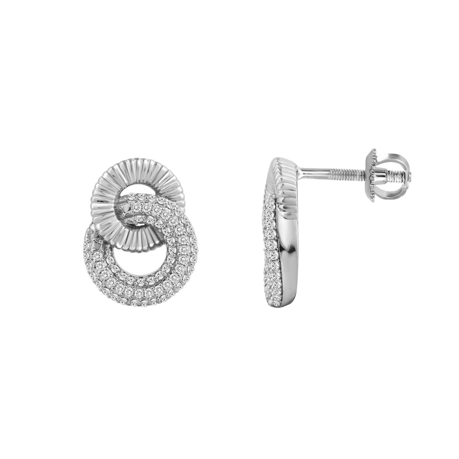 LADIES EARRINGS 0.33CT ROUND DIAMOND 10K WHITE GOLD - Image 1