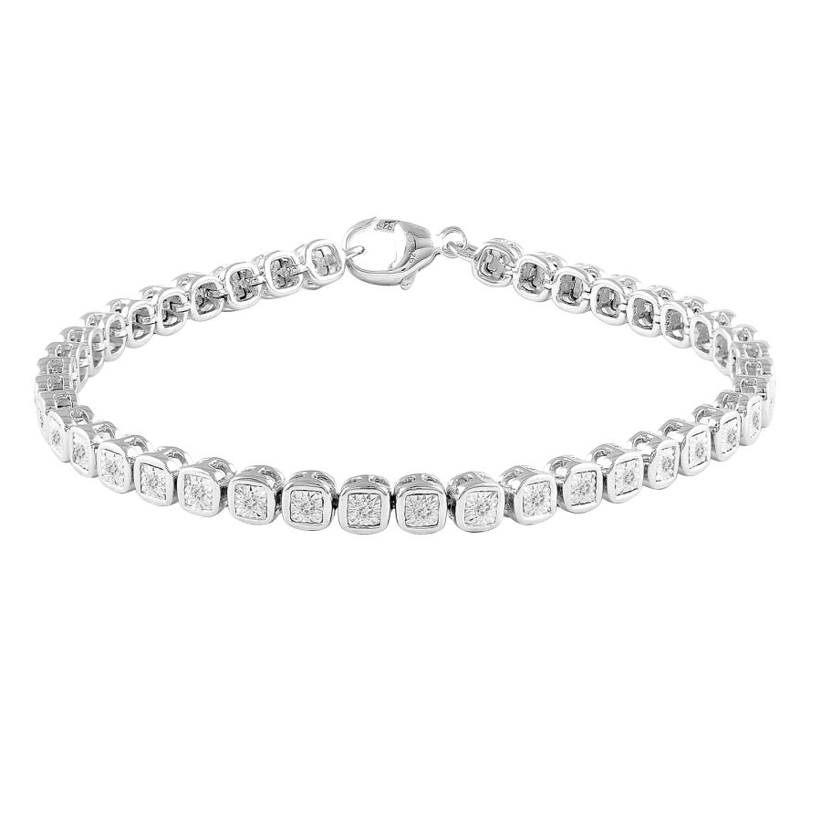 LADIES BRACELET 0.25CT ROUND DIAMOND STERLING SILVER/WHITE GOLD - Image 1