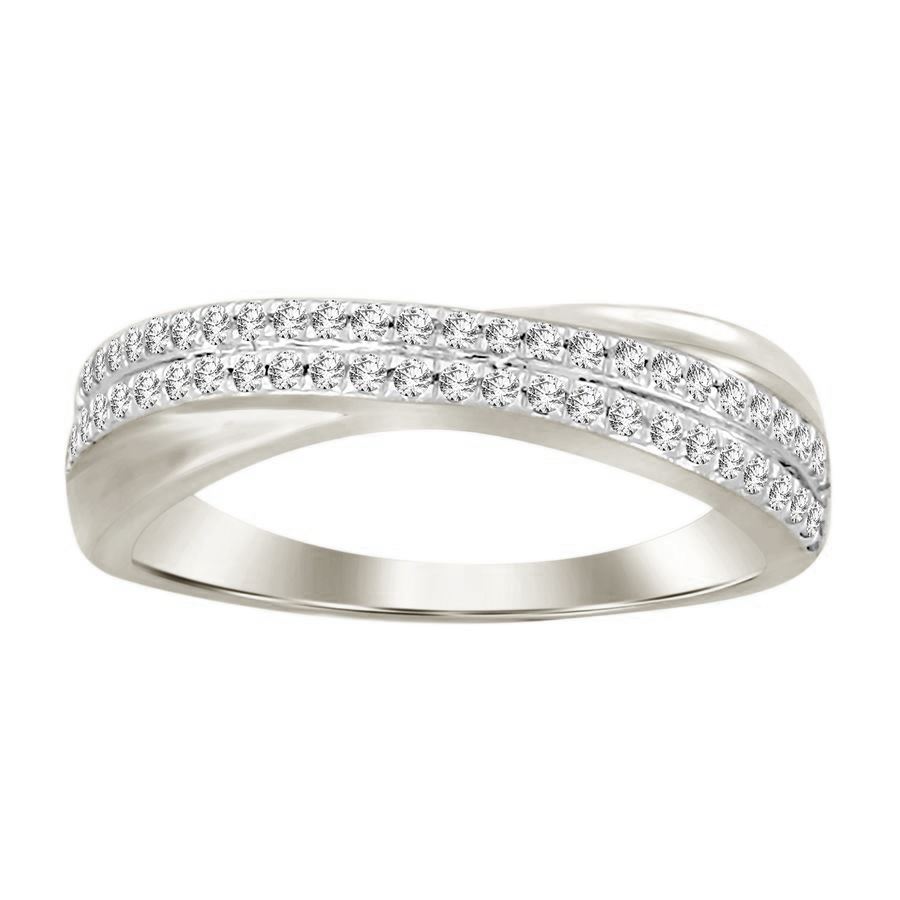 LADIES BAND 0.30CT ROUND DIAMOND 14K WHITE GOLD - Image 1
