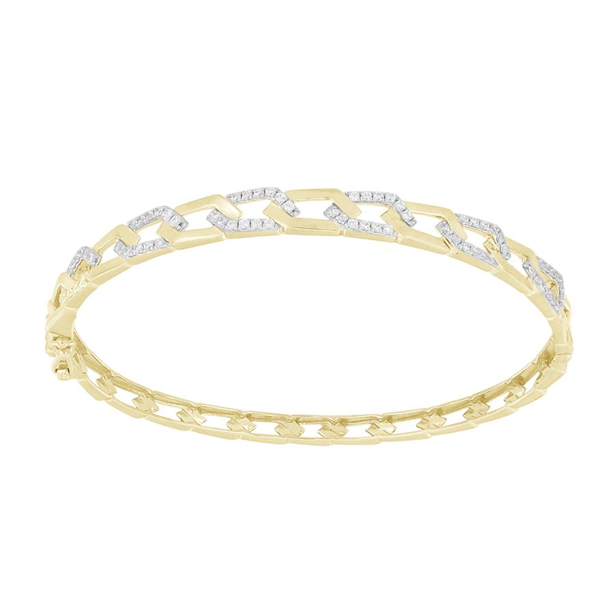 LADIES BANGLE 0.50CT ROUND DIAMOND 10K YELLOW GOLD - Image 1