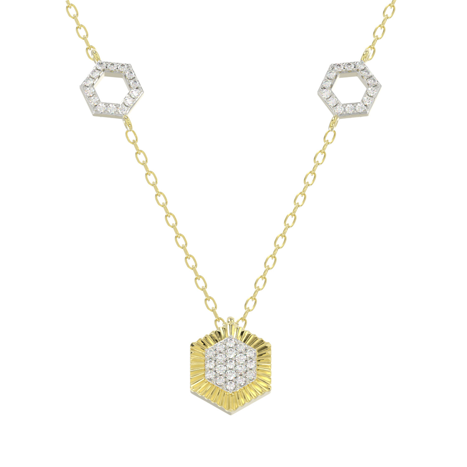 LADIES NECKLACE 0.25CT ROUND DIAMOND 10K YELLOW GOLD - Image 1