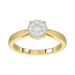 10K Yellow Gold Diamond Cluster Ring For Women 0.25Ct Round Diamond Fashion Ring
