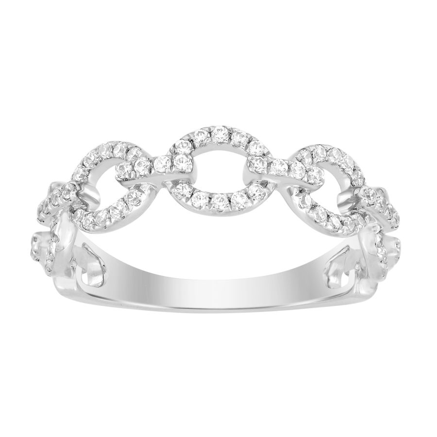 LADIES BAND 0.33CT ROUND DIAMOND 10K WHITE GOLD - Image 1
