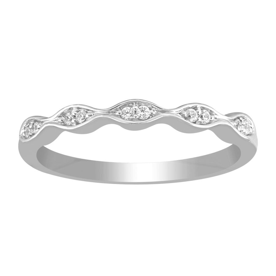 LADIES BAND 0.07CT ROUND DIAMOND 10K WHITE GOLD - Image 1