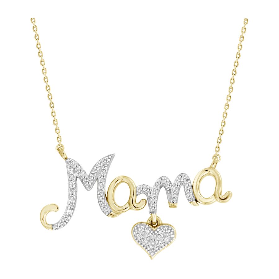 LADIES NECKLACE 0.16CT ROUND DIAMOND 10K YELLOW GOLD - Image 1