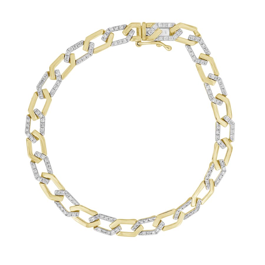 LADIES BRACELET 1.00CT ROUND DIAMOND 10K YELLOW GOLD - Image 1
