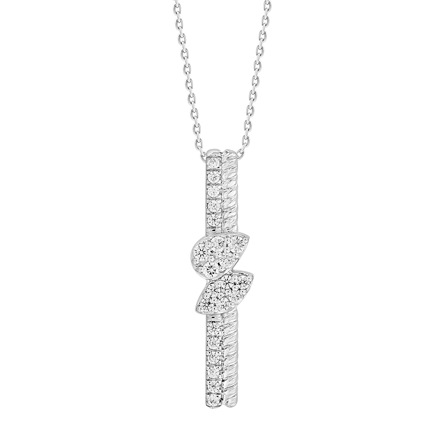 LADIES PENDANT 0.25CT ROUND DIAMOND 14K WHITE GOLD (SI QUALITY) - Image 1