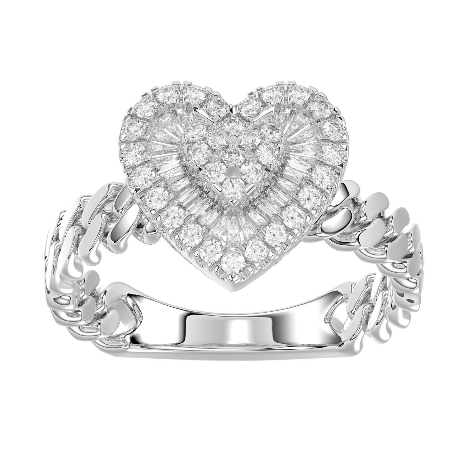 LADIES RING 0.33CT ROUND DIAMOND 14K WHITE GOLD - Image 1