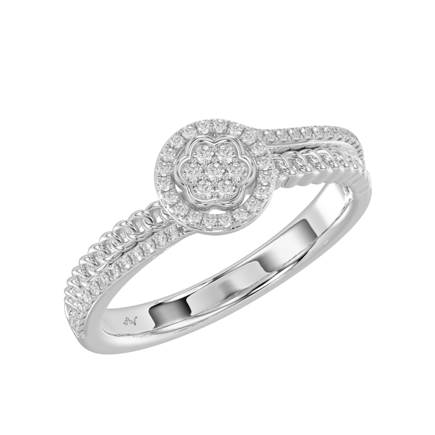 LADIES RING 0.16CT ROUND DIAMOND 10K WHITE GOLD - Image 1