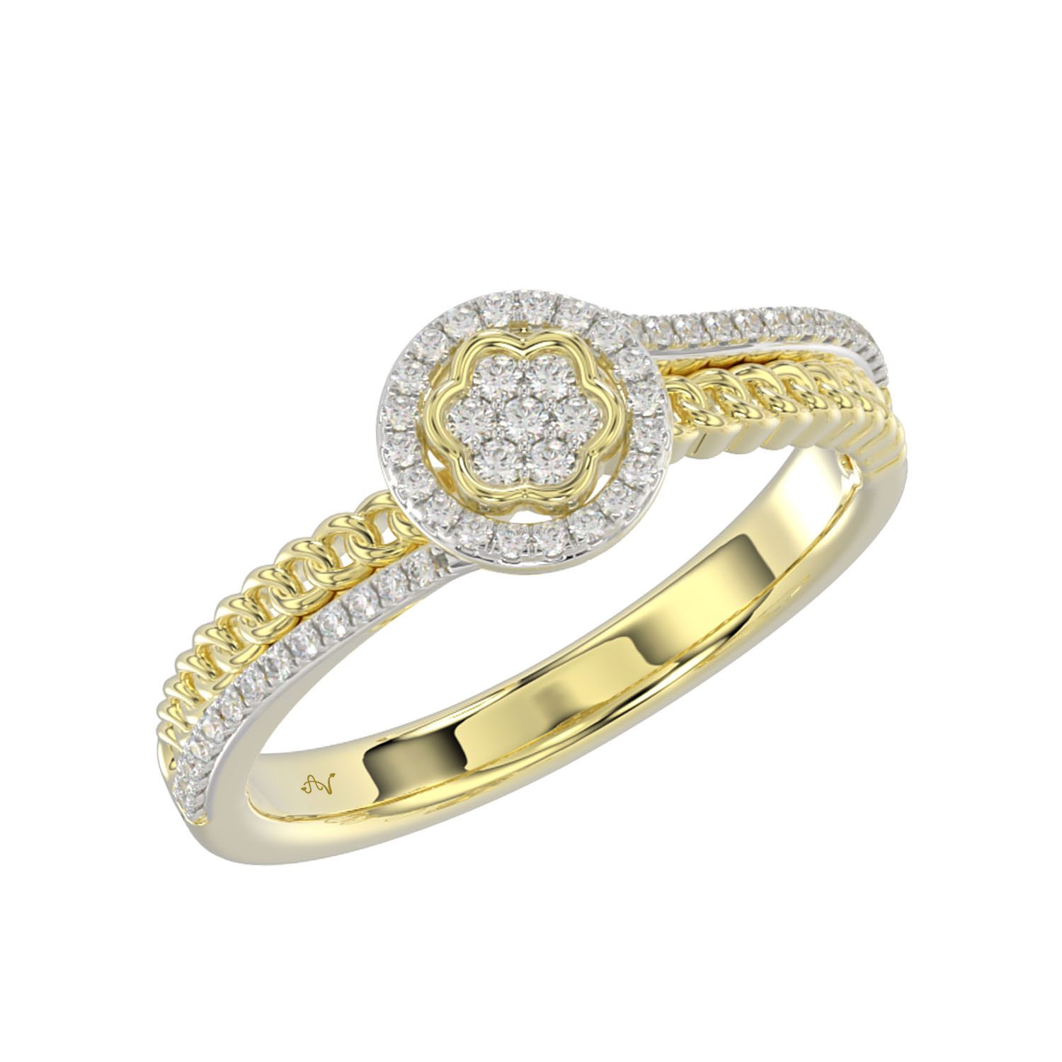 LADIES RING 0.16CT ROUND DIAMOND 10K YELLOW GOLD - Image 1