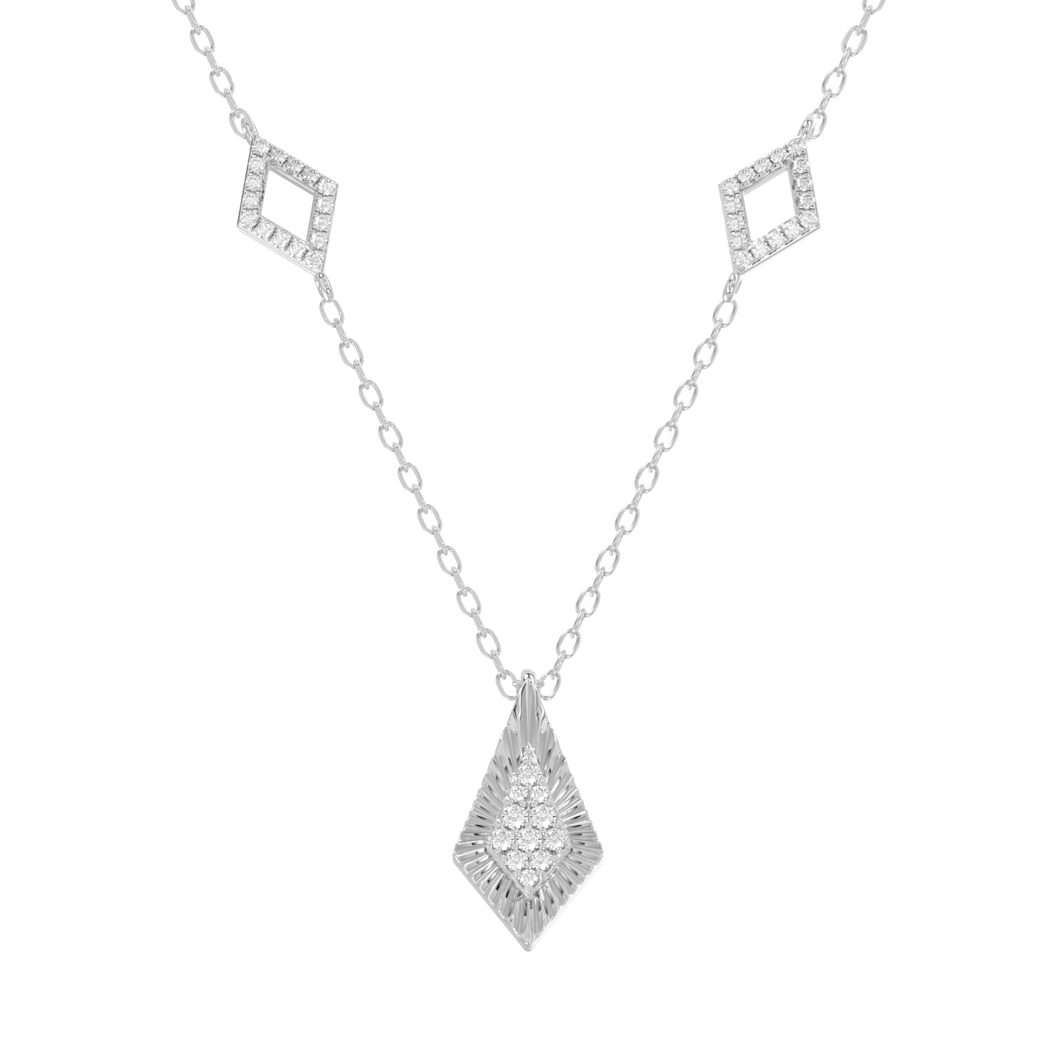 LADIES NECKLACE 0.25CT ROUND DIAMOND 10K WHITE GOLD - Image 1