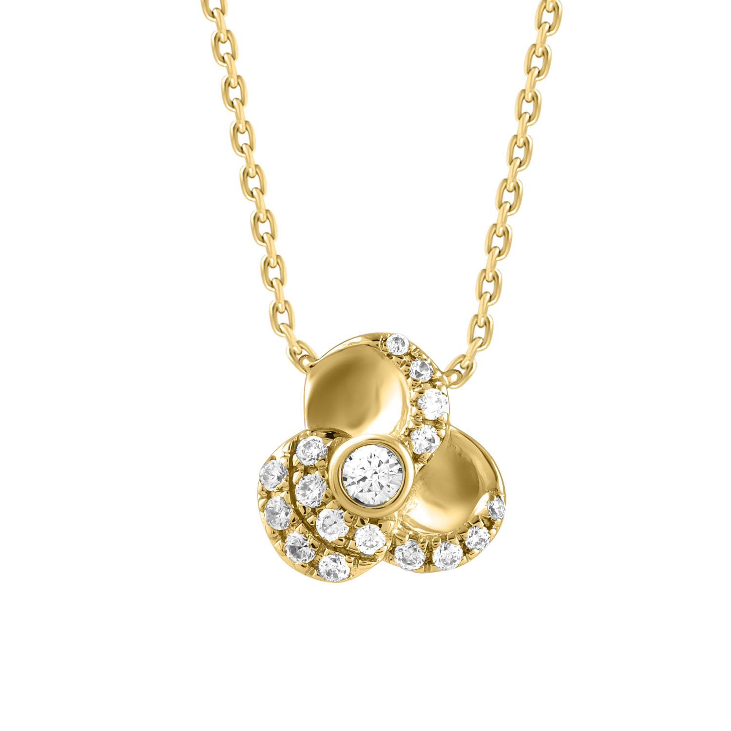 LADIES NECKLACE 0.16CT ROUND DIAMOND 14K YELLOW GOLD - Image 1