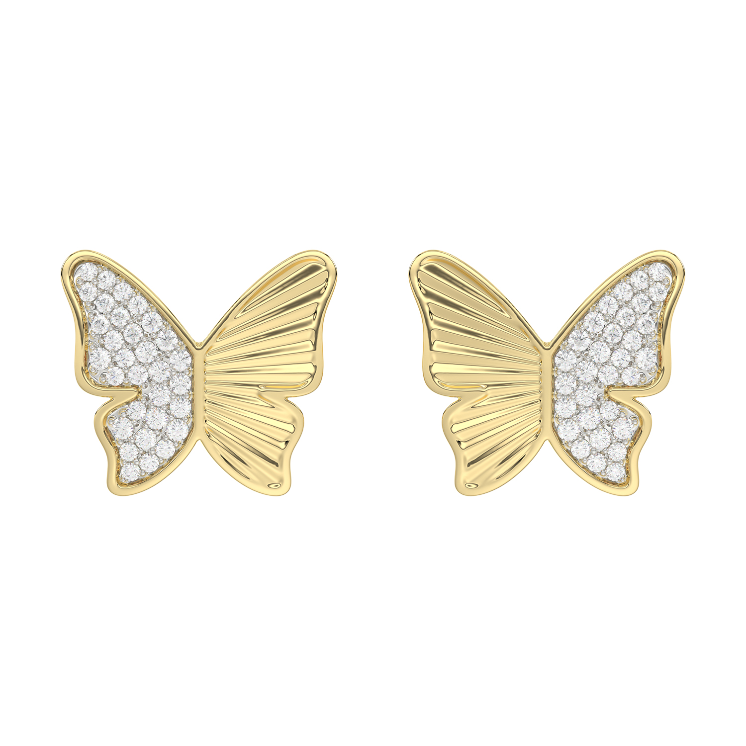 LADIES EARRINGS 0.16CT ROUND DIAMOND 10K YELLOW GOLD - Image 1