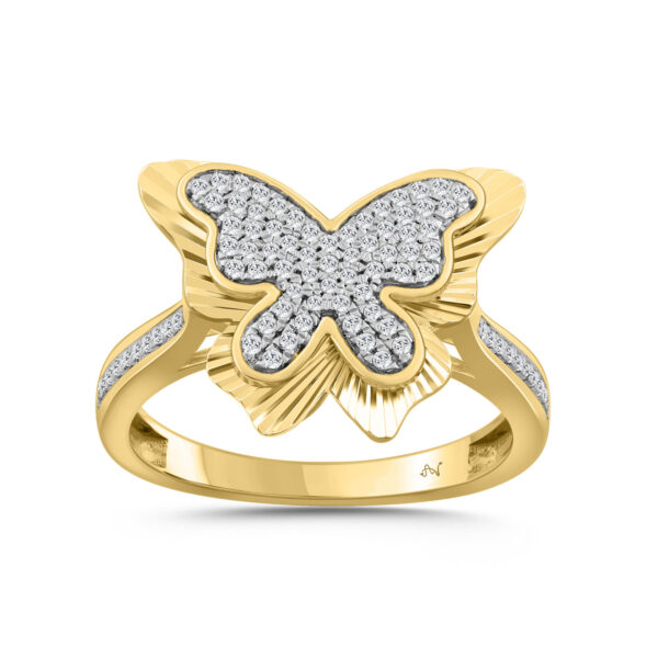 LADIES RING 0.25CT ROUND DIAMOND 10K YELLOW GOLD
