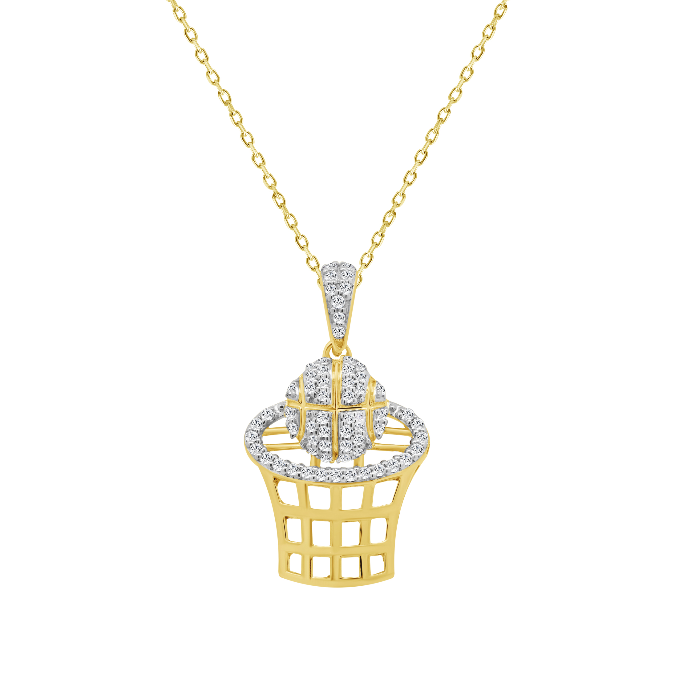 LADIES PENDANT WITH CHAIN 0.16CT ROUND DIAMOND 10K YELLOW GOLD - Image 1