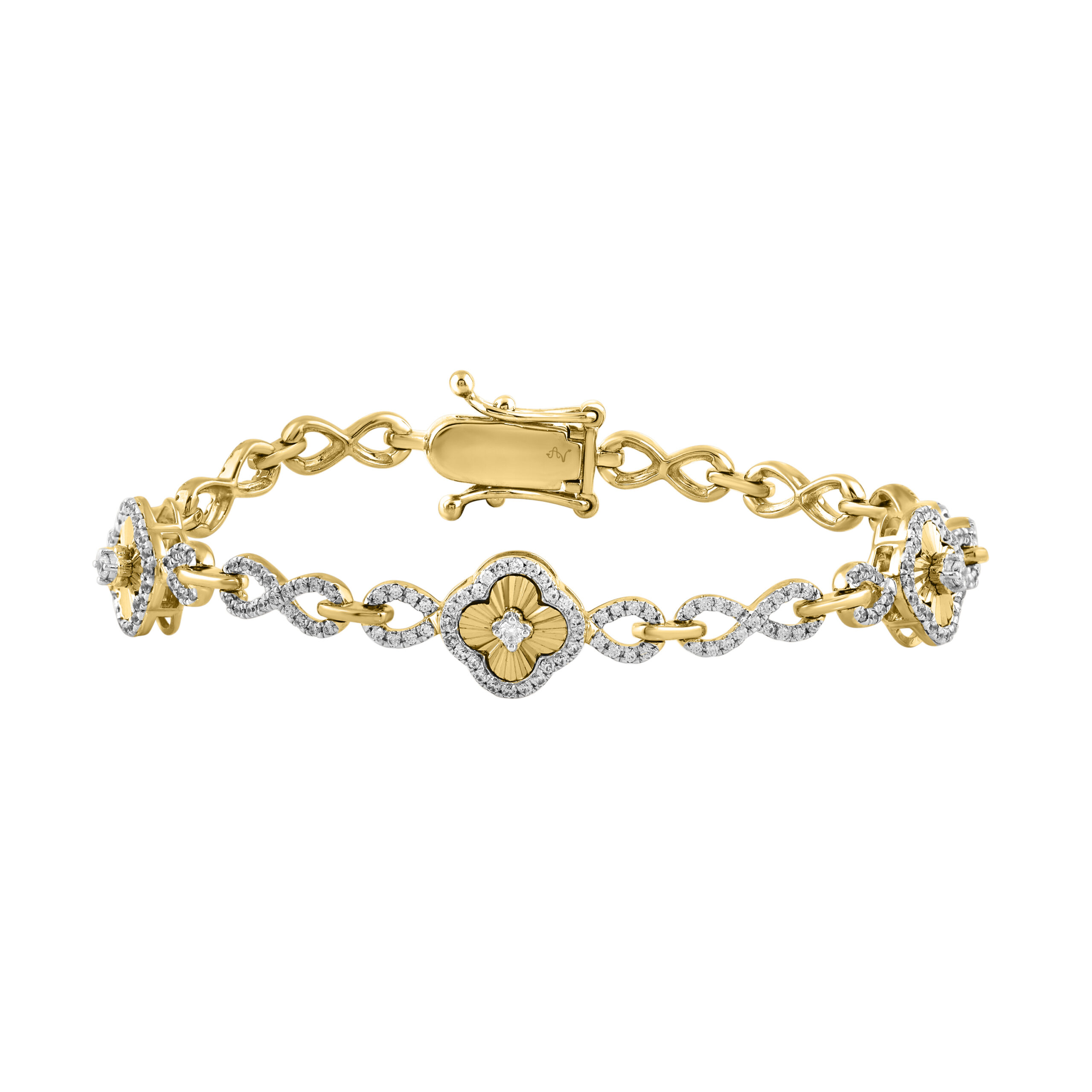 LADIES BRACELET 1.00CT ROUND DIAMOND 14K YELLOW GOLD - Image 1