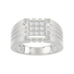 Sterling Silver Diamond Ring For Men 0.35Ct Round Cut Square Cluster Mens Ring Fine Jewelry Gift For Him