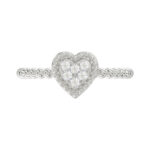Ladies 0.10Ct Round Diamond Halo Heart Ring Sterling Silver Stylish Women�S Engagement & Promise Ring - Image 5