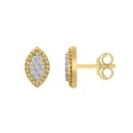 10K Yellow Gold 0.20CT Diamond Halo Fashion Earrings Round Diamond Women�S Earrings - Image 2