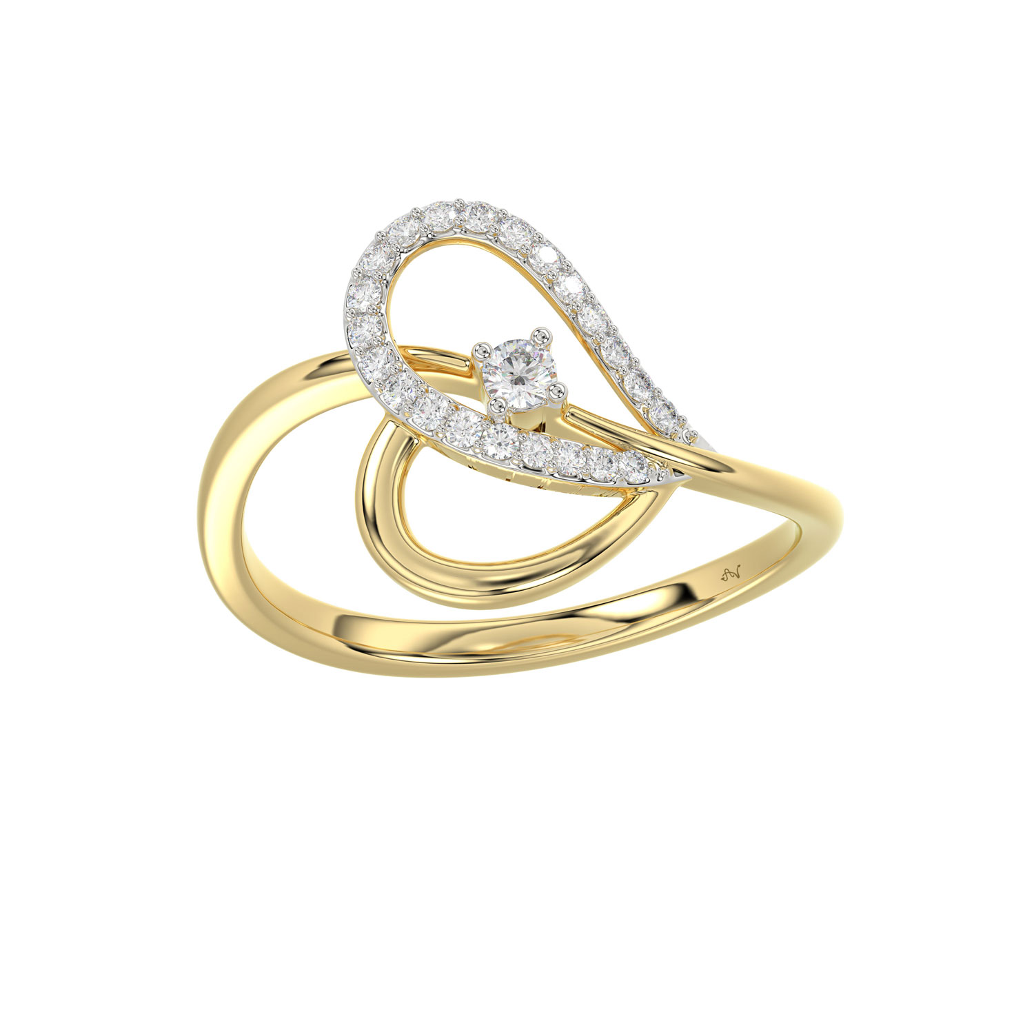 LADIES RING 0.15CT ROUND DIAMOND 10K YELLOW GOLD - Image 1