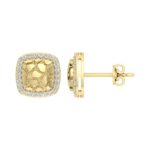�Ladies Nugget Halo Fashion Earrings 0.25Ct Round Diamond 10K Yellow Gold � Fashionable Women�S Jewelry Gift - Image 2