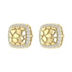 �Ladies Nugget Halo Fashion Earrings 0.25Ct Round Diamond 10K Yellow Gold � Fashionable Women�S Jewelry Gift - Image 3