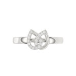 Ladies Lucky Horseshoe Fashion Ring 0.10Ct Round Diamond Sterling Silver White � Double Horseshoe Fashion Jewelry - Image 5