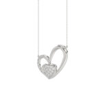 Elegant 10K White Gold Fashion Pendant Featuring A Double Heart Design With 0.15 Ct Round Diamonds. A Romantic And Stylish Ladies Jewelry - Image 3
