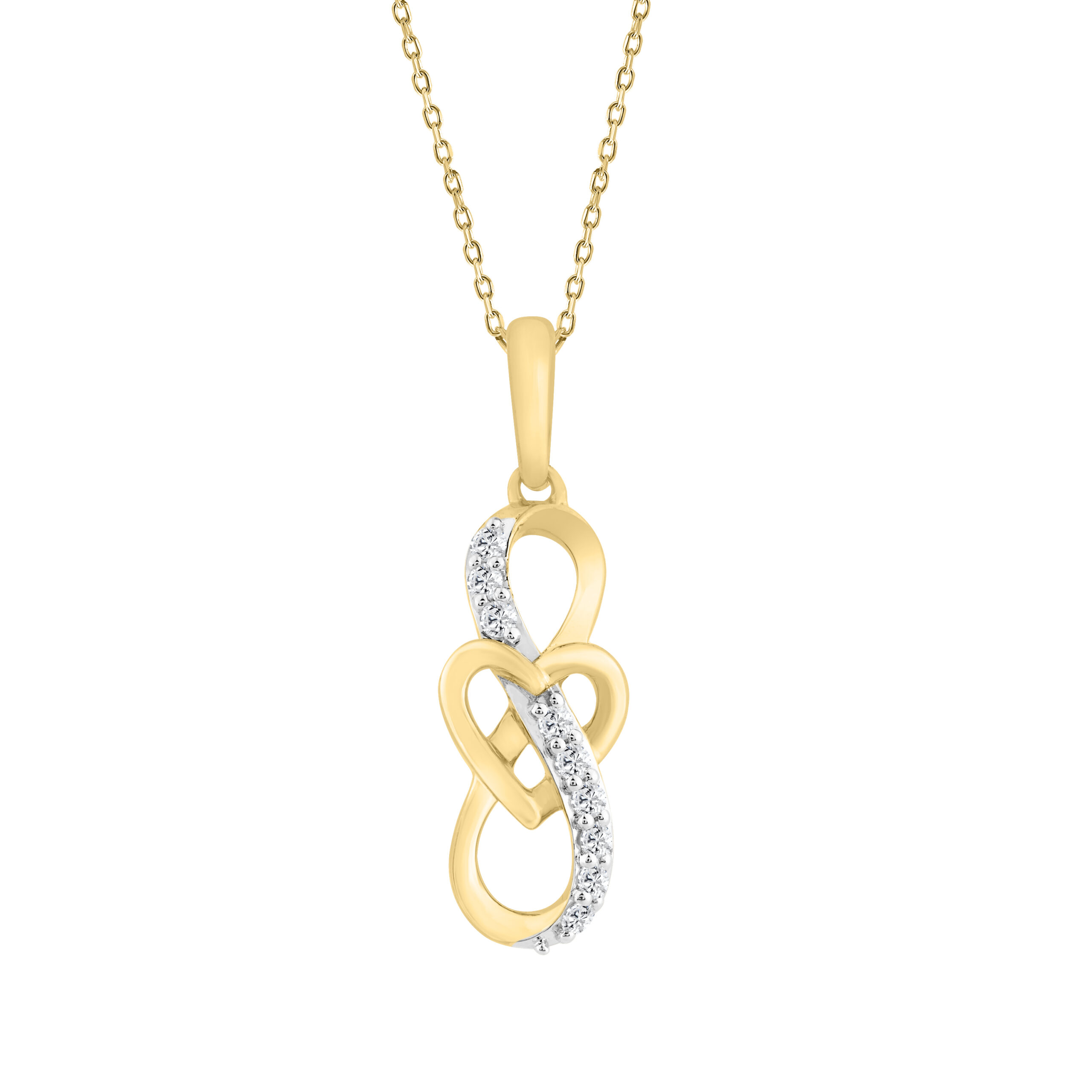 ELEGANCE�10K YELLOW GOLD 0.10CT ROUND DIAMOND LADIES FASHION PENDANT WITH CHAIN - Image 1