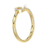 Women�S 10K Yellow Gold Letter �C� Diamond & Pearl Ring 0.10Ct Round Diamond Fine Jewelry - Image 4