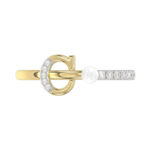 Women�S 10K Yellow Gold Letter �C� Diamond & Pearl Ring 0.10Ct Round Diamond Fine Jewelry - Image 5