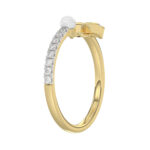 Women�S 10K Yellow Gold Letter �F� Diamond & Pearl Ring 0.10Ct Round Diamond Fine Jewelry - Image 4