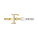 Women�S 10K Yellow Gold Letter �F� Diamond & Pearl Ring 0.10Ct Round Diamond Fine Jewelry - Image 5