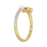 Women�S 10K Yellow Gold Letter �H� Diamond & Pearl Ring 0.10Ct Round Diamond Fine Jewelry - Image 4