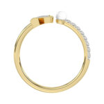 Women�S 10K Yellow Gold Letter �N� Diamond & Pearl Ring 0.10Ct Round Diamond Fine Jewelry - Image 2