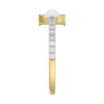 Women�S 10K Yellow Gold Letter �P� Diamond & Pearl Ring 0.10Ct Round Diamond Fine Jewelry - Image 3