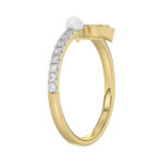 Women�S 10K Yellow Gold Letter �P� Diamond & Pearl Ring 0.10Ct Round Diamond Fine Jewelry - Image 4