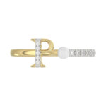 Women�S 10K Yellow Gold Letter �P� Diamond & Pearl Ring 0.10Ct Round Diamond Fine Jewelry - Image 5