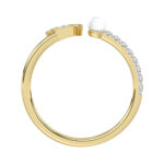 Women�S 10K Yellow Gold Letter �T� Diamond & Pearl Ring 0.10Ct Round Diamond Fine Jewelry - Image 2