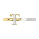 Women�S 10K Yellow Gold Letter �T� Diamond & Pearl Ring 0.10Ct Round Diamond Fine Jewelry - Image 5