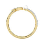 Women�S 10K Yellow Gold Letter �V� Diamond & Pearl Ring 0.10Ct Round Diamond Fine Jewelry - Image 2